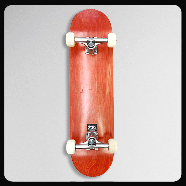 *7.75\" x 31\" Beginner Blank Red Stain Complete Skateboard