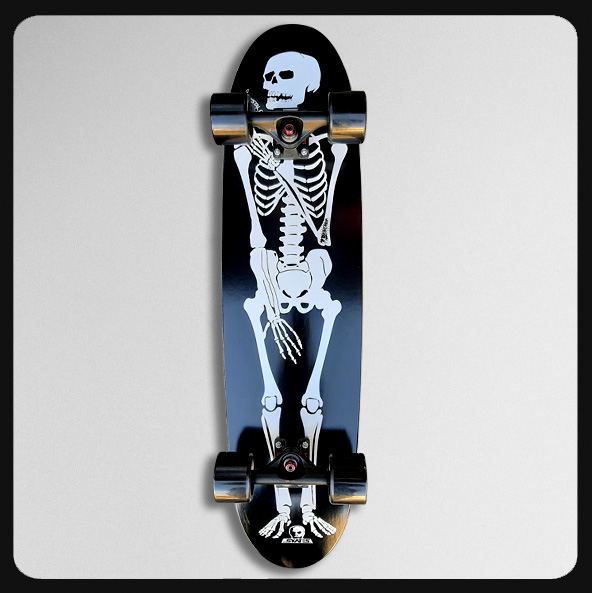 9\" x 36\" Crystal Ocean Skeleton Huevo Complete Longboard