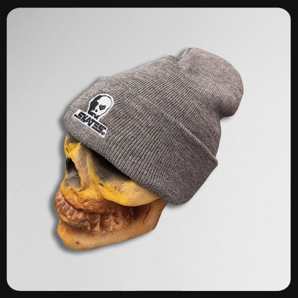 Skull Skates Embroidered Logo (with cuff) Heather Grey Beanie