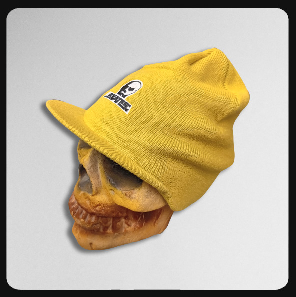 Skull Skates Embroidered Logo Mustard Yellow Visor Beanie