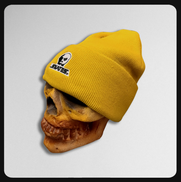 Skull Skates Embroidered Logo (with cuff) Mustard Yellow Beanie