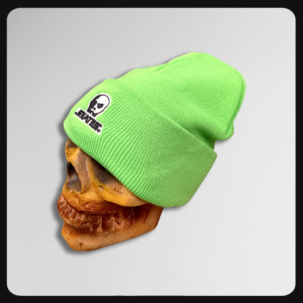 Skull Skates Embroidered Logo (with cuff) Neon Green Beanie