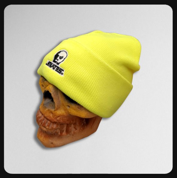 Skull Skates Embroidered Logo (with cuff) Neon Yellow Beanie