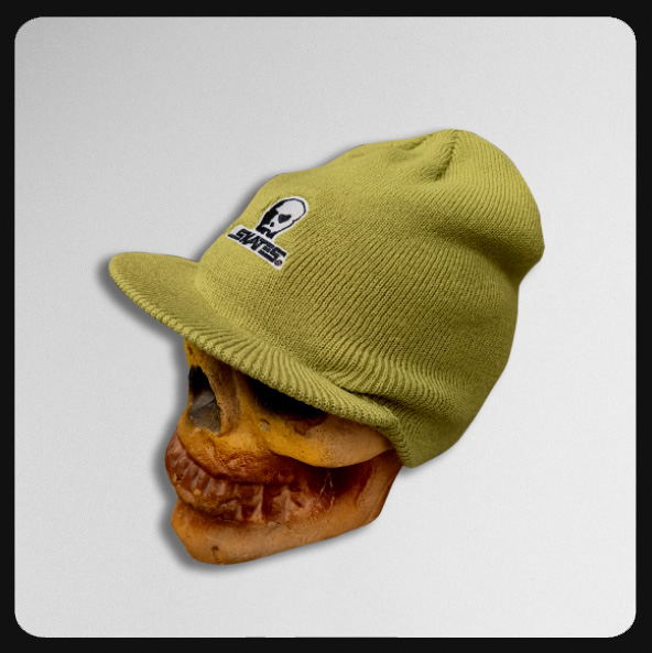 Skull Skates Embroidered Logo Pear Green Visor Beanie