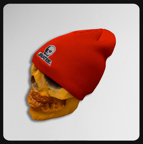 Skull Skates Embroidered Logo (no cuff) Red Beanie