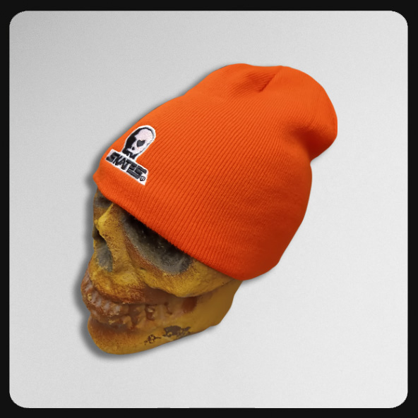 Skull Skates Embroidered Logo (no cuff) Safety Orange Beanie