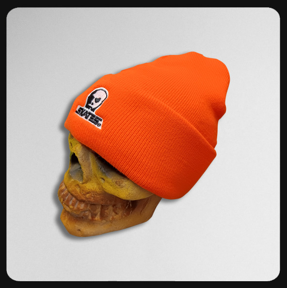 Skull Skates Embroidered Logo (with cuff) Safety Orange Beanie