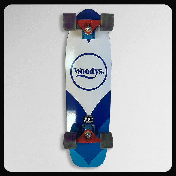 *7.75" x 27" Woodys Blue Sail Complete Skateboard