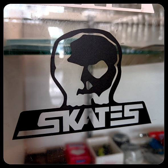スケートボード Skull Skates Vtg Skateboard Sticker Skull Skates Logo Cut Vinyl Sticker Black M