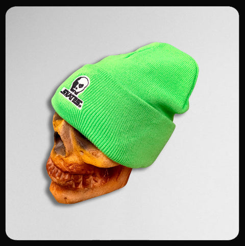 Skull Skates Embroidered Logo (with cuff) Neon Green Beanie