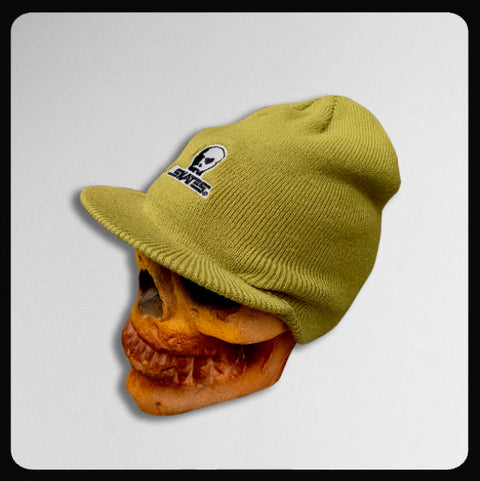 Skull Skates Embroidered Logo Pear Green Visor Beanie