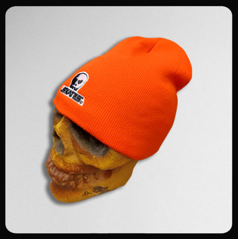 Skull Skates Embroidered Logo (no cuff) Safety Orange Beanie